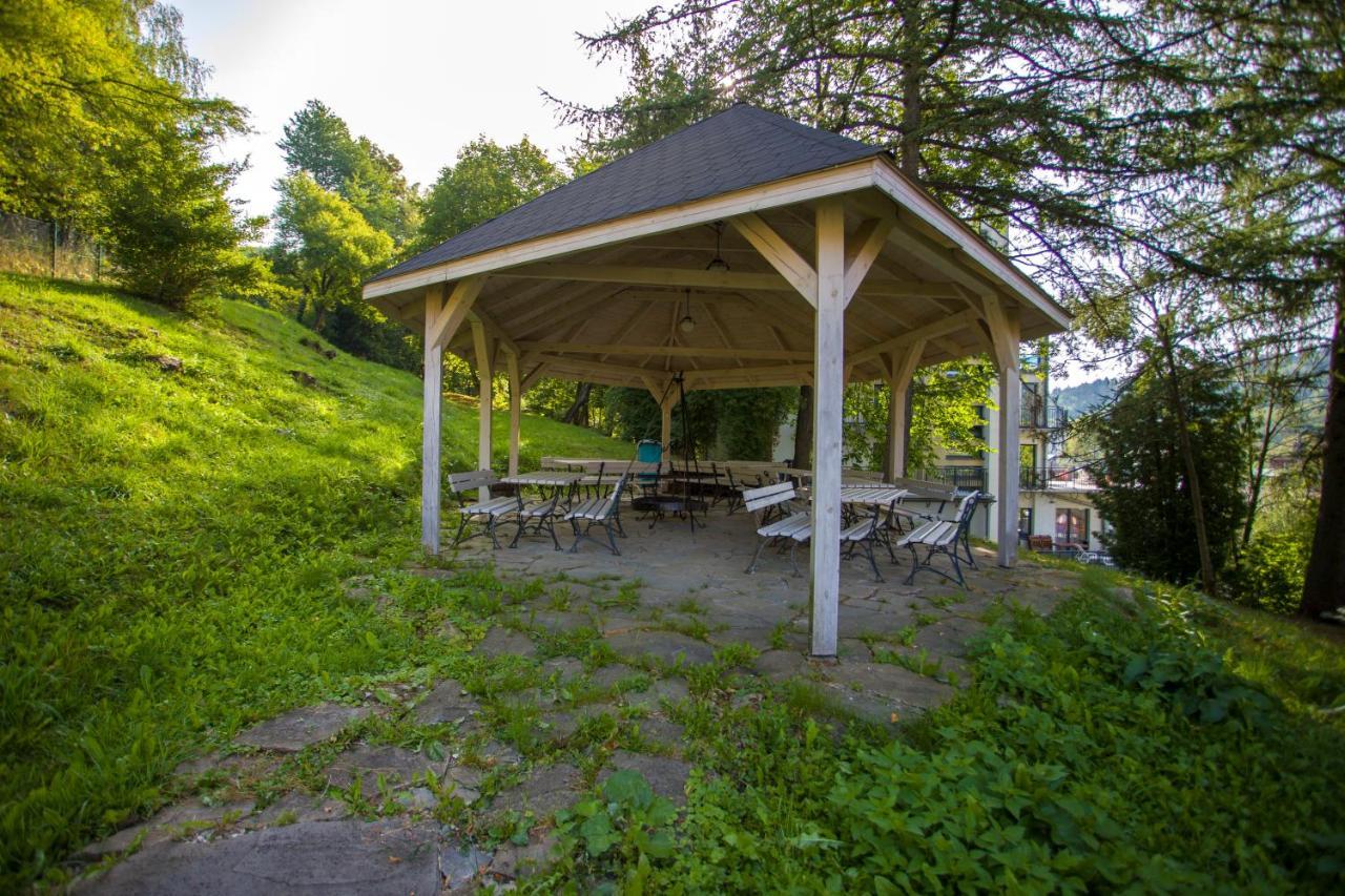 Farys - centrum Krynicy na wzgórzu wśród ciszy ze wspaniałymi tarasami widokowymi, sauna, jacuzii, siłowna, prywatny parking Krynica-Zdrój Exterior foto